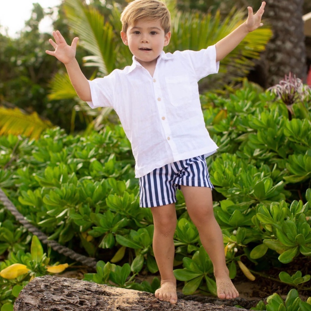 Kenny Flowers Kids White Casa Blanca Linen Button Down Shirt (boys age 10-14)